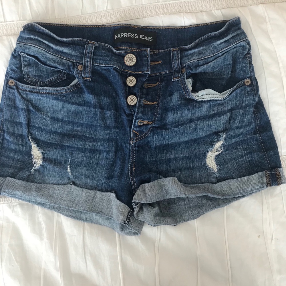 High waisted button up express shorts